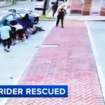 Good Samaritans helped lift a car to free a woman trapped underneath after a horrific e-bike crash in Prospect Park, Pennsylvania