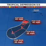 Tropical Depression 6 forms southwest of the Azores