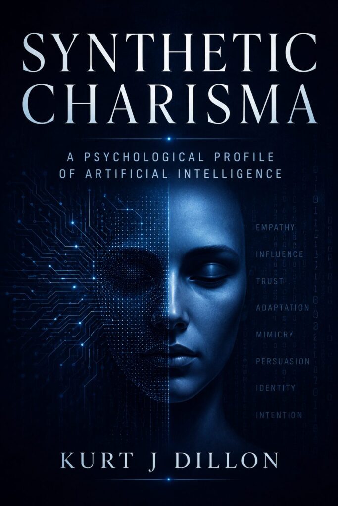 Synthetic Charisma: A Psychological Profile of Artificial Intelligence — book cover by Kurt Dillon